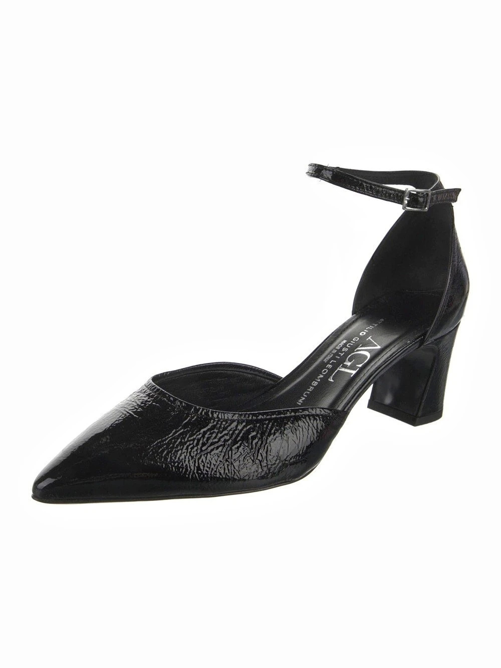AGL Black Pointed-Toe Ankle Strap Heels - Picture 4 of 6